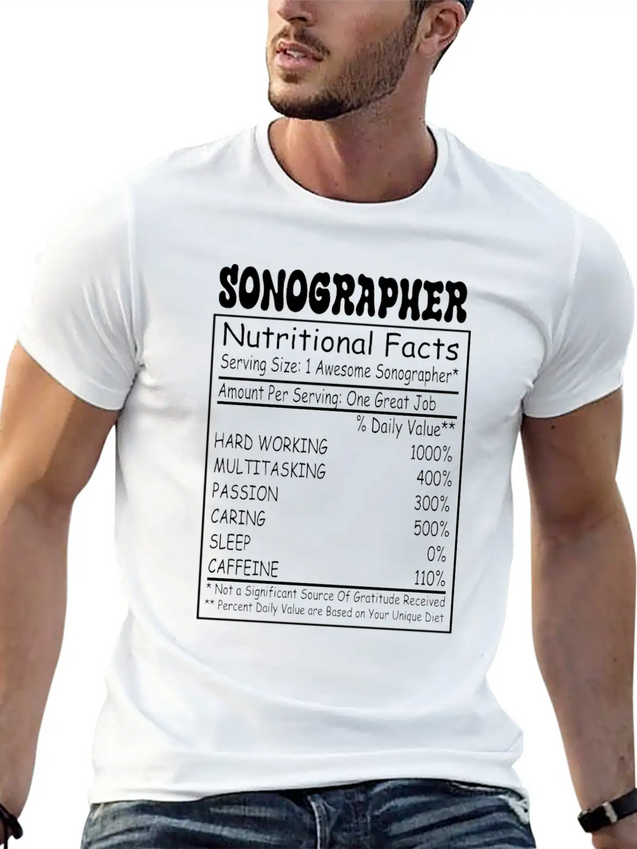 Sonographer Nutritional Facts Lightweight Cotton T-Shirt – Daily Comfort Graphic Shirt