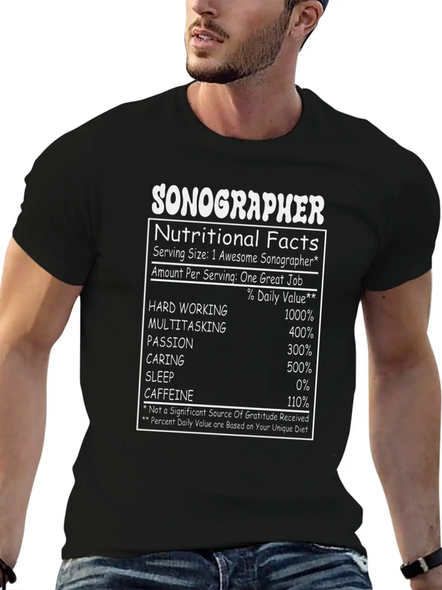 Sonographer Nutritional Facts Lightweight Cotton T-Shirt – Daily Comfort Graphic Shirt