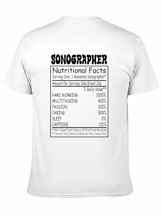 Sonographer Nutritional Facts Lightweight Cotton T-Shirt – Daily Comfort Graphic Shirt