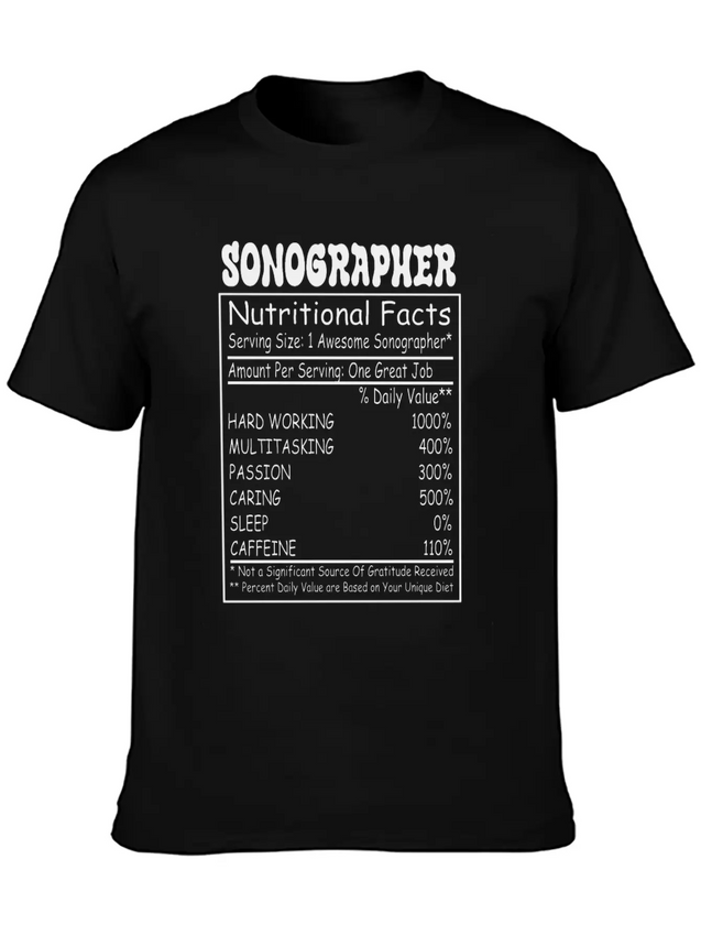 Sonographer Nutritional Facts Lightweight Cotton T-Shirt – Daily Comfort Graphic Shirt