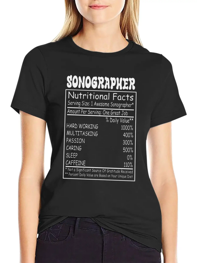Sonographer Nutritional Facts Lightweight Cotton T-Shirt – Daily Comfort Graphic Shirt