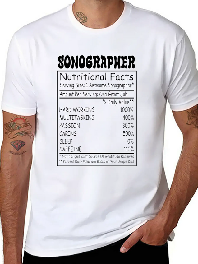 Sonographer Nutritional Facts Lightweight Cotton T-Shirt – Daily Comfort Graphic Shirt