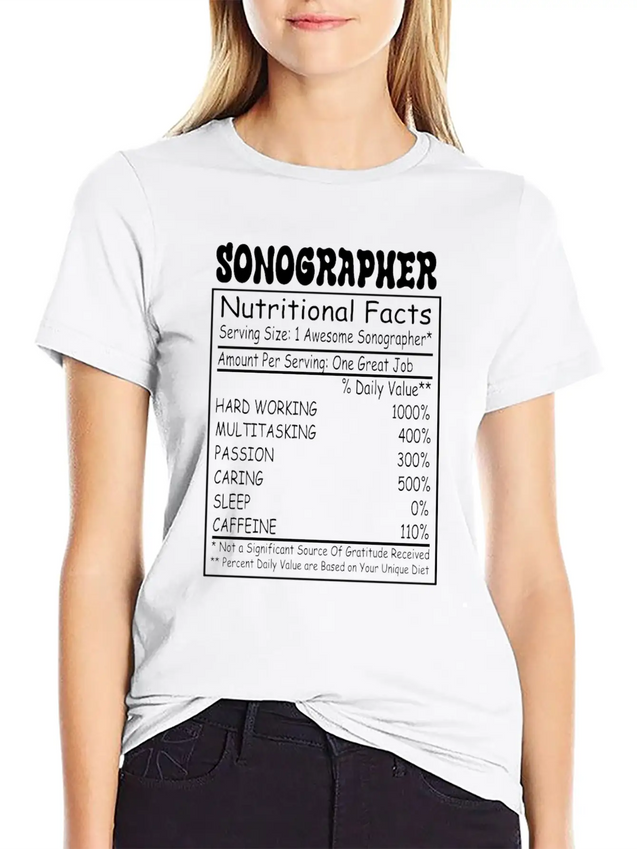 Sonographer Nutritional Facts Lightweight Cotton T-Shirt – Daily Comfort Graphic Shirt