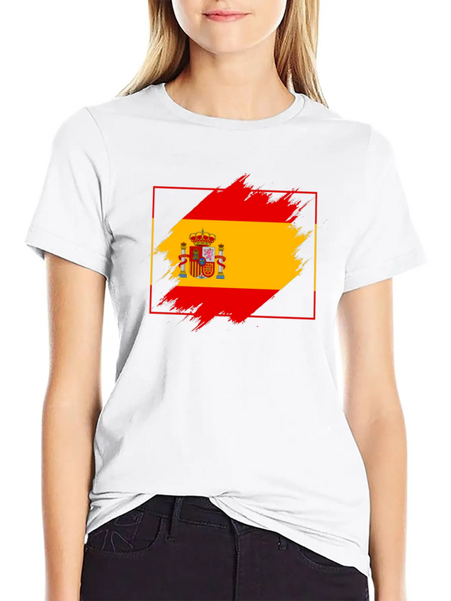 Spain Flag Scratch Lightweight Cotton T-Shirt – Daily Comfort Graphic Shirt