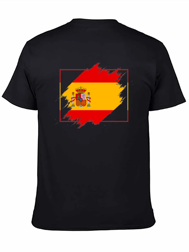 Spain Flag Scratch Lightweight Cotton T-Shirt – Daily Comfort Graphic Shirt
