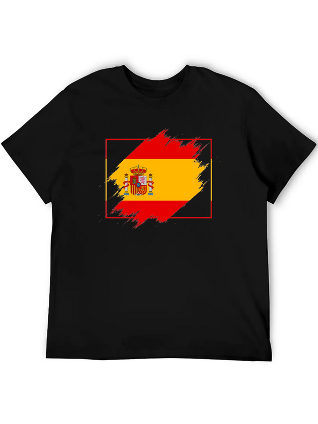 Spain Flag Scratch Lightweight Cotton T-Shirt – Daily Comfort Graphic Shirt