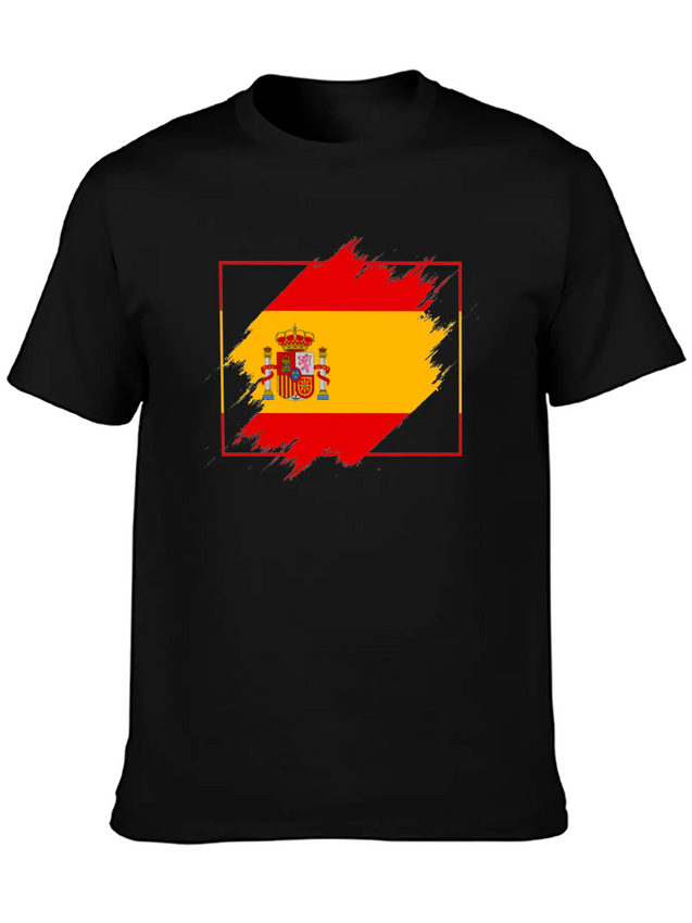 Spain Flag Scratch Lightweight Cotton T-Shirt – Daily Comfort Graphic Shirt