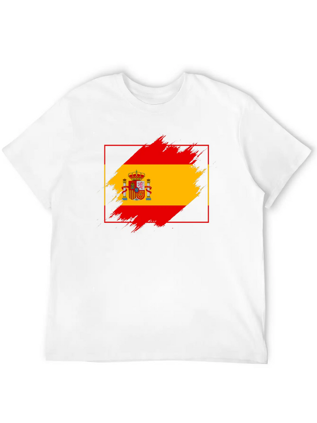 Spain Flag Scratch Lightweight Cotton T-Shirt – Daily Comfort Graphic Shirt