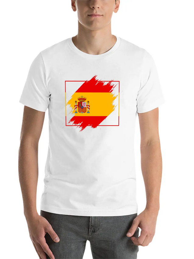 Spain Flag Scratch Lightweight Cotton T-Shirt – Daily Comfort Graphic Shirt