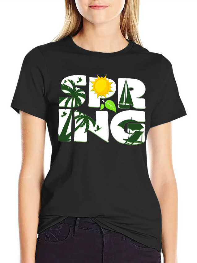Spring Buds Gift Idea Sun Beach Spring Lightweight Cotton T-Shirt – Daily Comfort Graphic Shirt