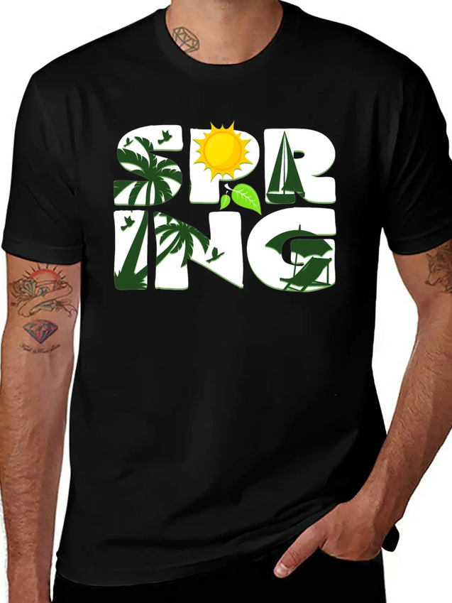 Spring Buds Gift Idea Sun Beach Spring Lightweight Cotton T-Shirt – Daily Comfort Graphic Shirt