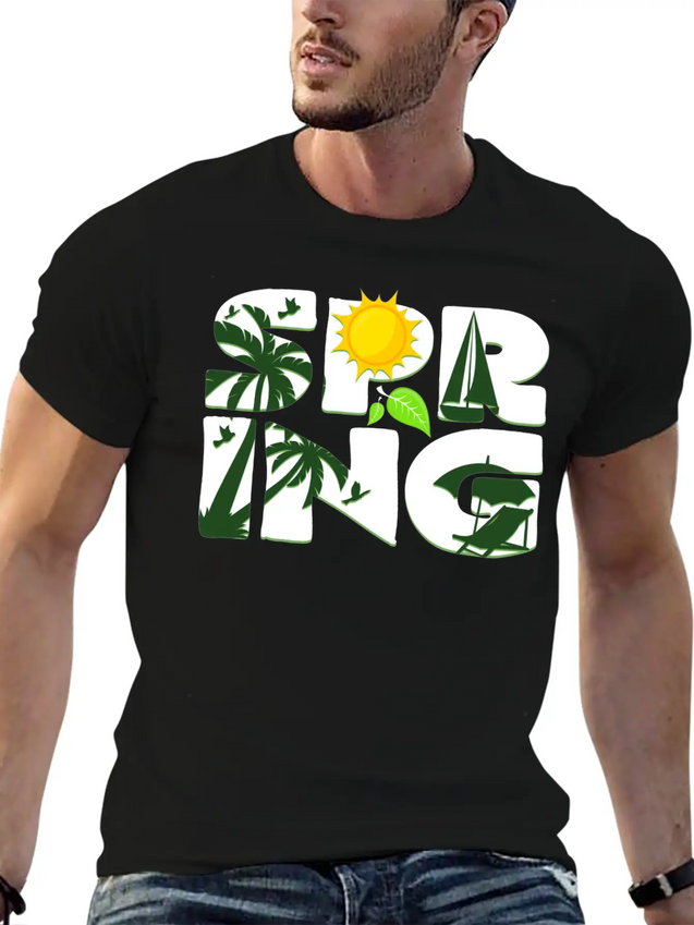 Spring Buds Gift Idea Sun Beach Spring Lightweight Cotton T-Shirt – Daily Comfort Graphic Shirt