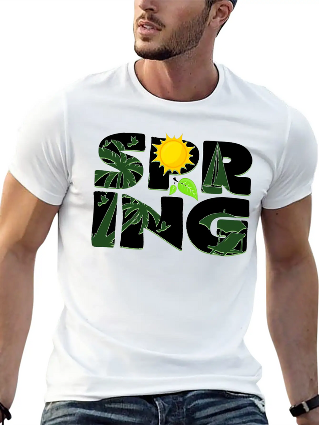 Spring Buds Gift Idea Sun Beach Spring Lightweight Cotton T-Shirt – Daily Comfort Graphic Shirt