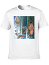 Squirrels Running With Rucksacks In Winter Lightweight Cotton T-Shirt – Daily Comfort Graphic Shirt