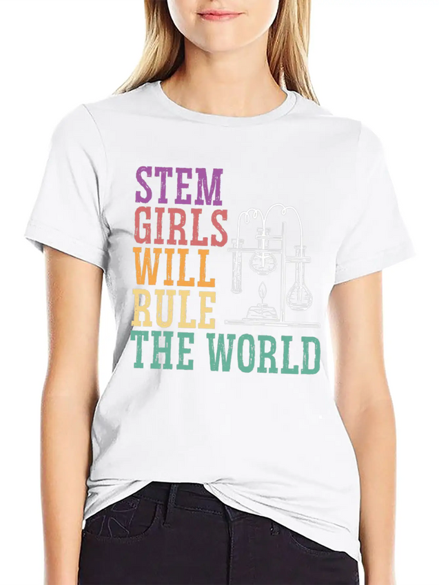 STEM Girls Will Rule The World Engineering Science Lightweight Cotton T-Shirt – Daily Comfort Graphic Shirt