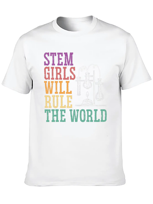 STEM Girls Will Rule The World Engineering Science Lightweight Cotton T-Shirt – Daily Comfort Graphic Shirt