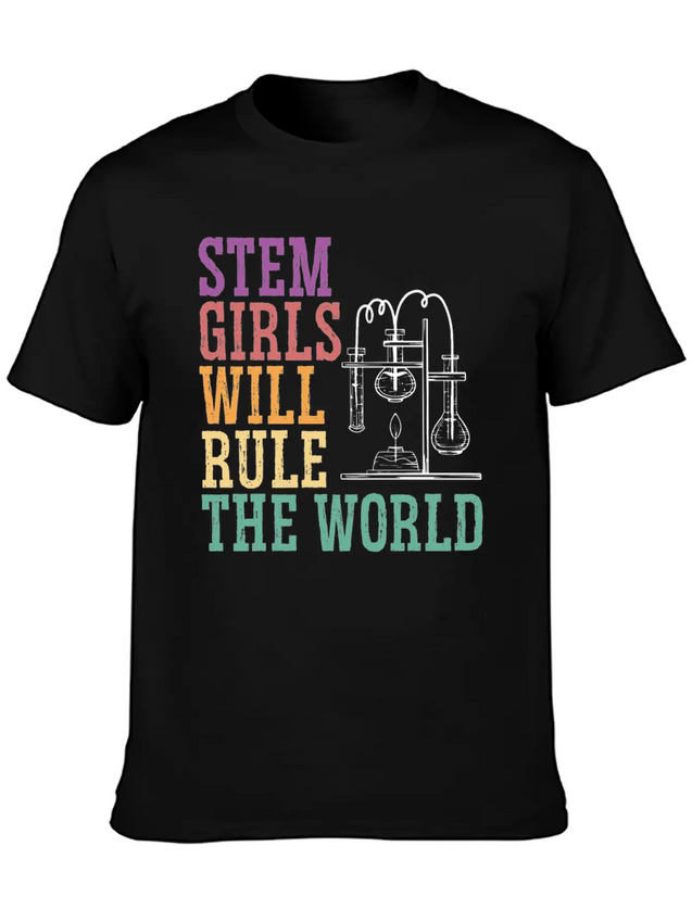 STEM Girls Will Rule The World Engineering Science Lightweight Cotton T-Shirt – Daily Comfort Graphic Shirt
