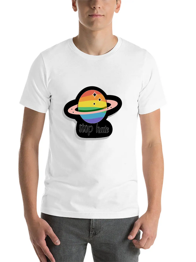 Stop Hate - Pride - Rainbow Lightweight Cotton T-Shirt – Daily Comfort Graphic Shirt