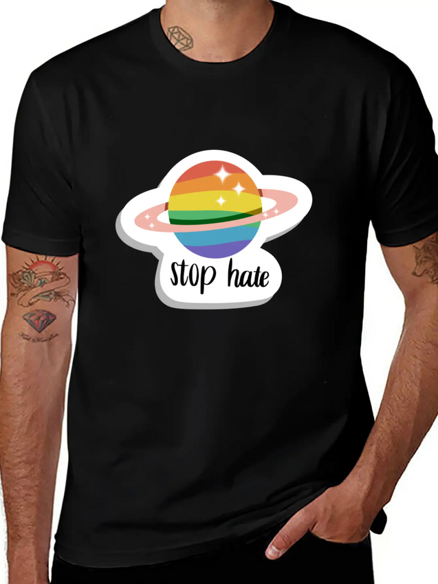 Stop Hate - Pride - Rainbow Lightweight Cotton T-Shirt – Daily Comfort Graphic Shirt