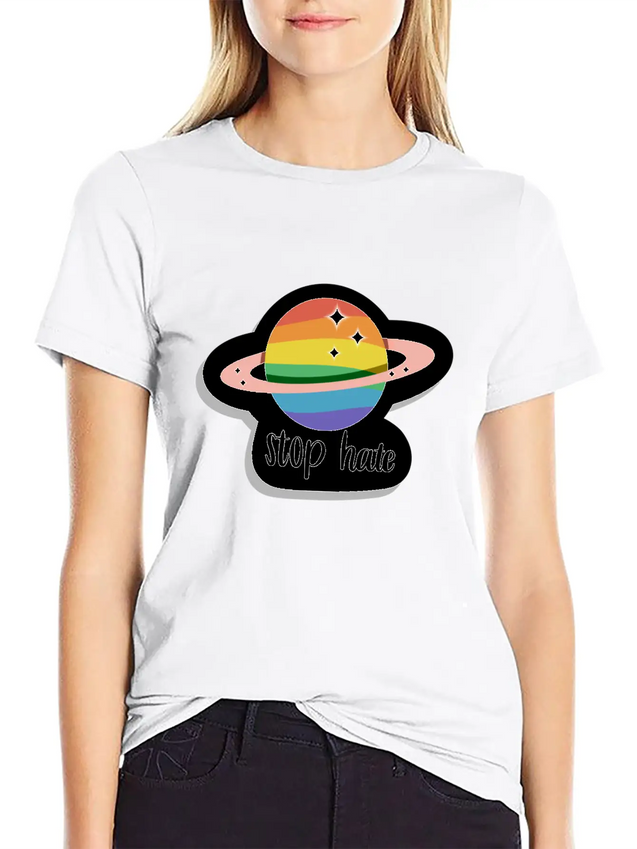 Stop Hate - Pride - Rainbow Lightweight Cotton T-Shirt – Daily Comfort Graphic Shirt