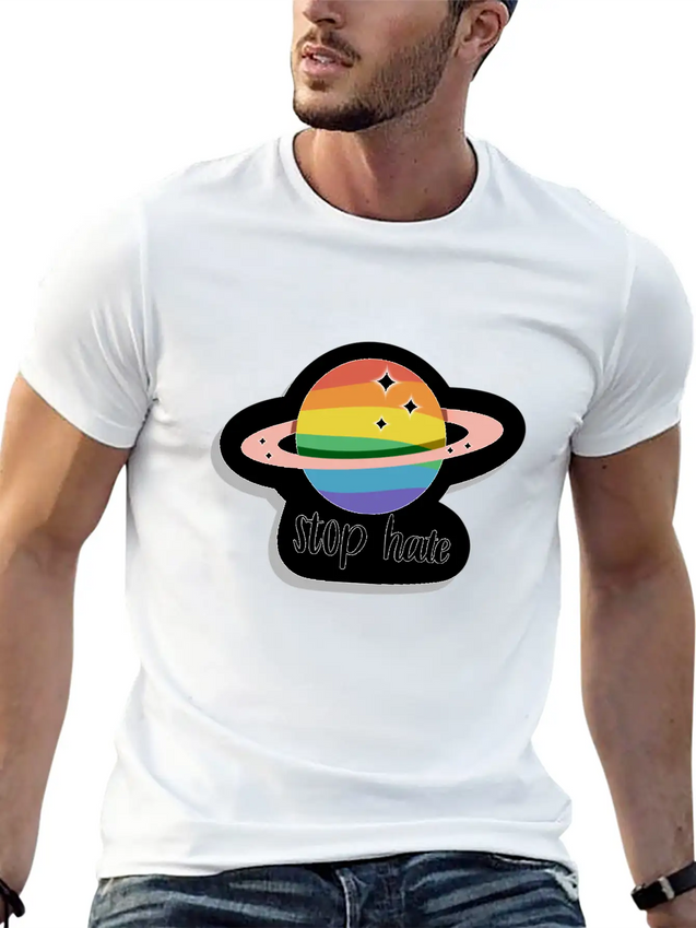 Stop Hate - Pride - Rainbow Lightweight Cotton T-Shirt – Daily Comfort Graphic Shirt