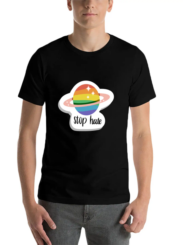 Stop Hate - Pride - Rainbow Lightweight Cotton T-Shirt – Daily Comfort Graphic Shirt