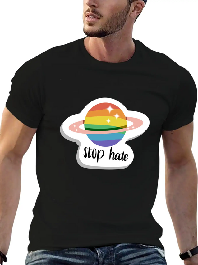 Stop Hate - Pride - Rainbow Lightweight Cotton T-Shirt – Daily Comfort Graphic Shirt