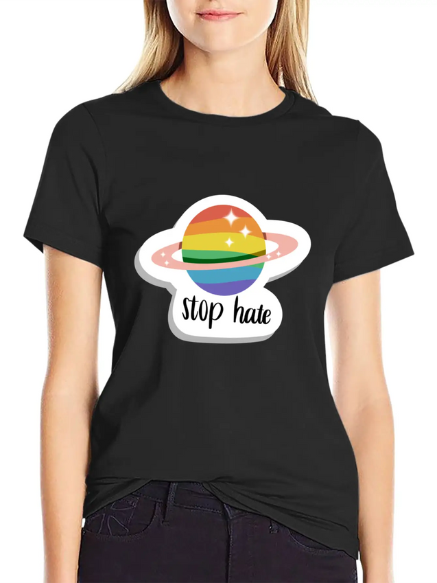Stop Hate - Pride - Rainbow Lightweight Cotton T-Shirt – Daily Comfort Graphic Shirt