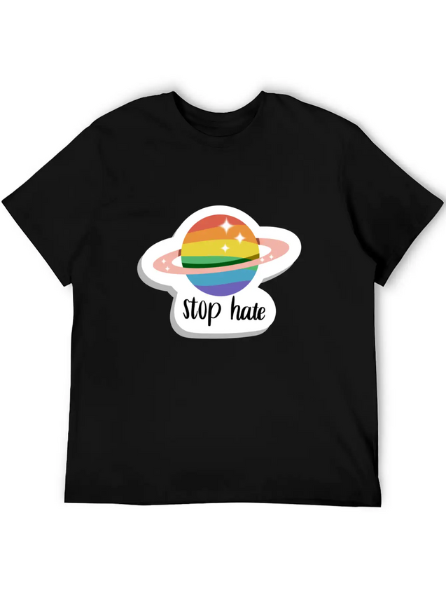 Stop Hate - Pride - Rainbow Lightweight Cotton T-Shirt – Daily Comfort Graphic Shirt