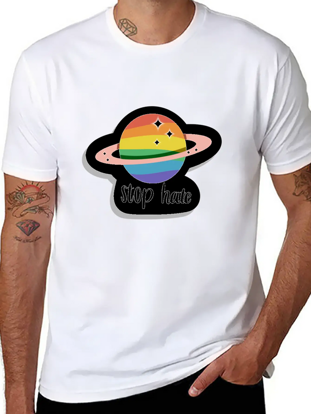 Stop Hate - Pride - Rainbow Lightweight Cotton T-Shirt – Daily Comfort Graphic Shirt