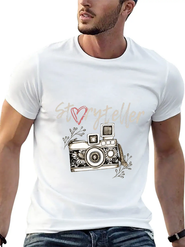 Storyteller Camera Photography Shirt Lightweight Cotton T-Shirt – Daily Comfort Graphic Shirt