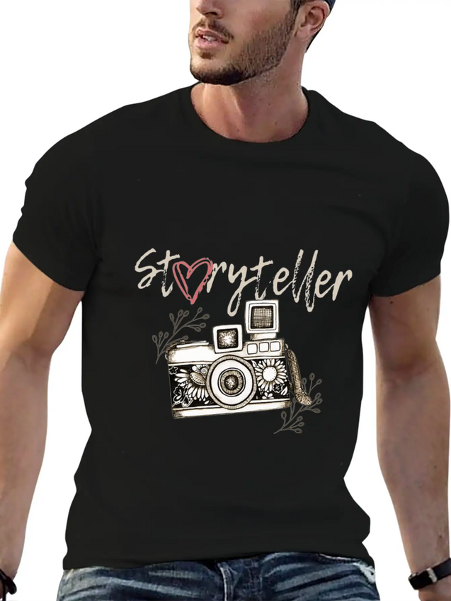 Storyteller Camera Photography Shirt Lightweight Cotton T-Shirt – Daily Comfort Graphic Shirt