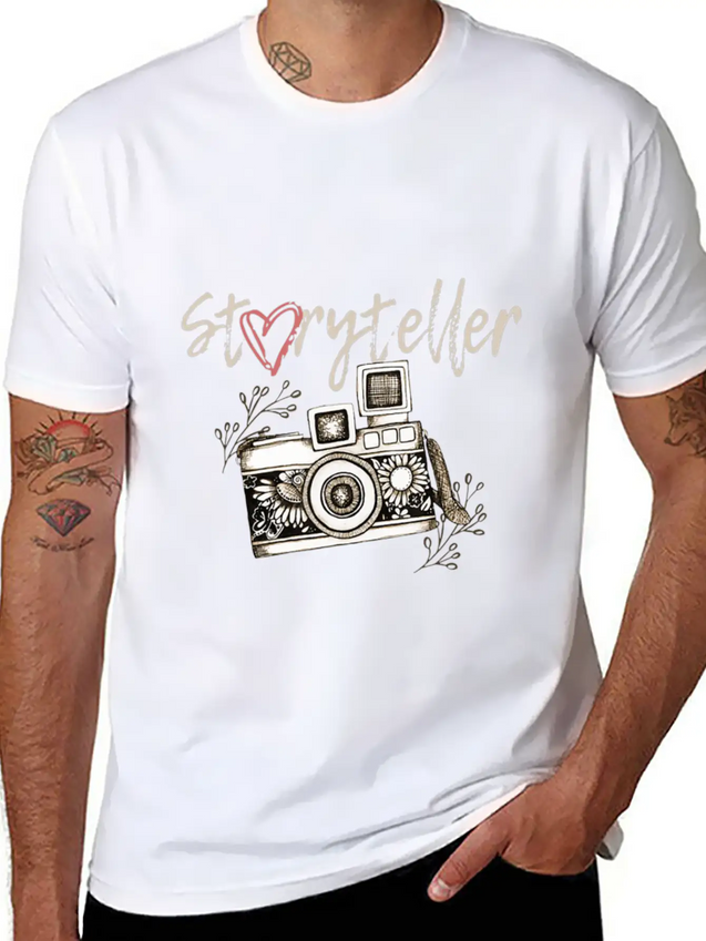 Storyteller Camera Photography Shirt Lightweight Cotton T-Shirt – Daily Comfort Graphic Shirt