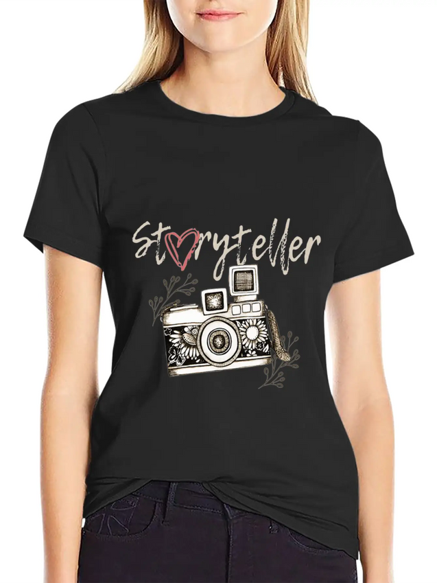 Storyteller Camera Photography Shirt Lightweight Cotton T-Shirt – Daily Comfort Graphic Shirt