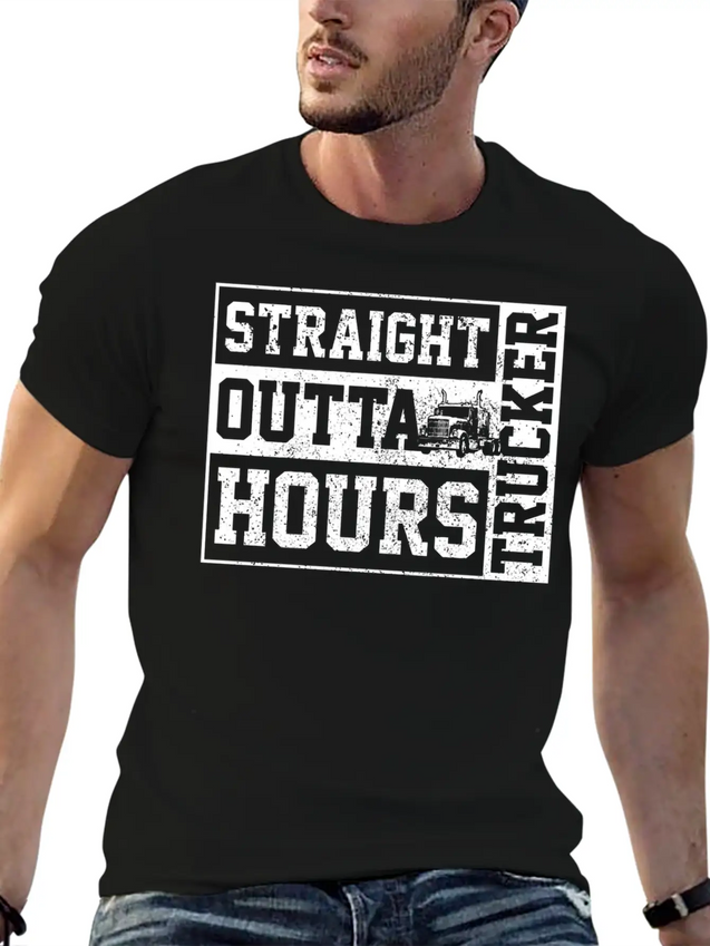 Straight Outta Hours Funny Truck Driver Trucker Gi Lightweight Cotton T-Shirt – Daily Comfort Graphic Shirt