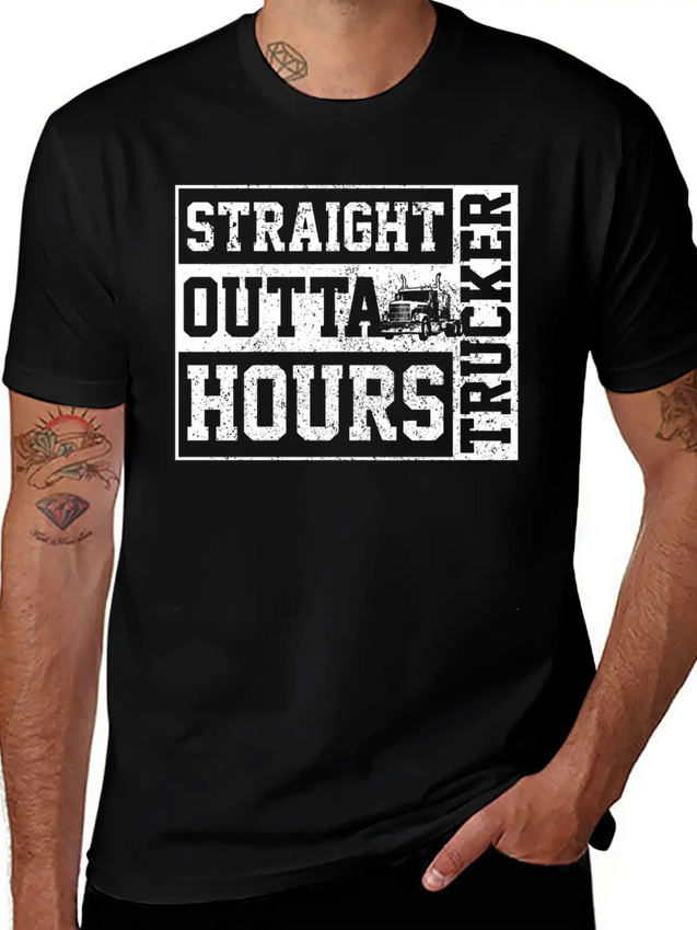 Straight Outta Hours Funny Truck Driver Trucker Gi Lightweight Cotton T-Shirt – Daily Comfort Graphic Shirt