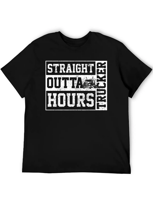 Straight Outta Hours Funny Truck Driver Trucker Gi Lightweight Cotton T-Shirt – Daily Comfort Graphic Shirt