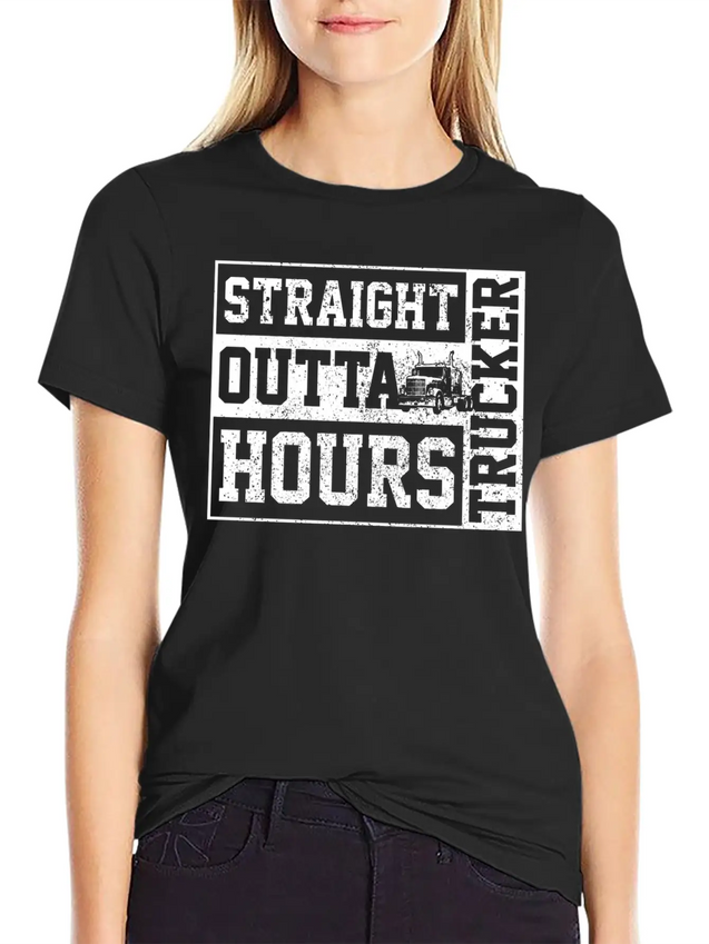 Straight Outta Hours Funny Truck Driver Trucker Gi Lightweight Cotton T-Shirt – Daily Comfort Graphic Shirt