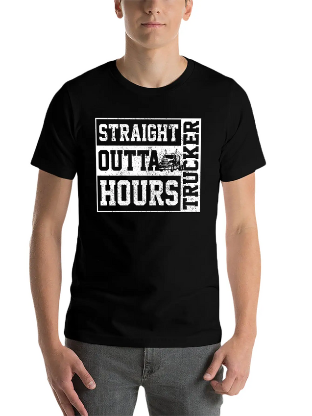 Straight Outta Hours Funny Truck Driver Trucker Gi Lightweight Cotton T-Shirt – Daily Comfort Graphic Shirt