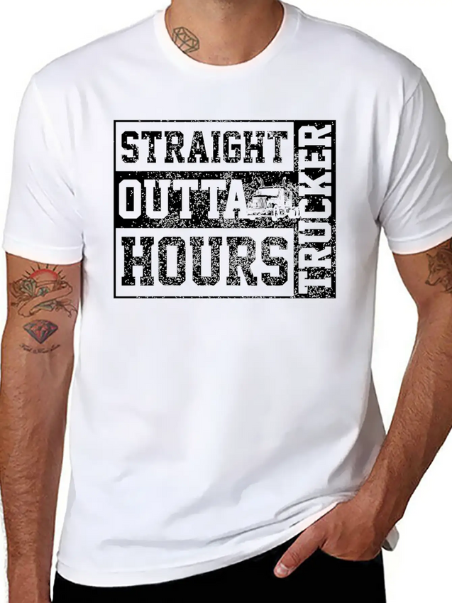 Straight Outta Hours Funny Truck Driver Trucker Gi Lightweight Cotton T-Shirt – Daily Comfort Graphic Shirt