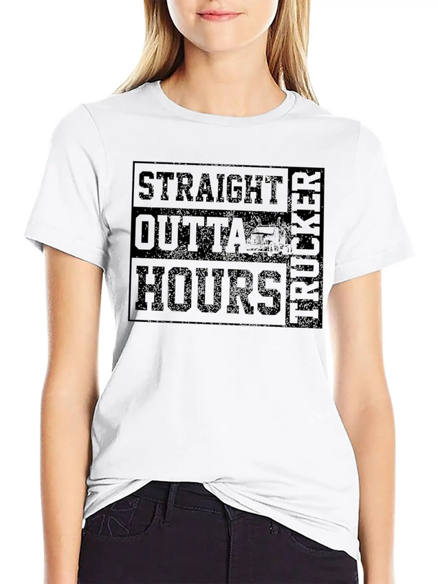 Straight Outta Hours Funny Truck Driver Trucker Gi Lightweight Cotton T-Shirt – Daily Comfort Graphic Shirt