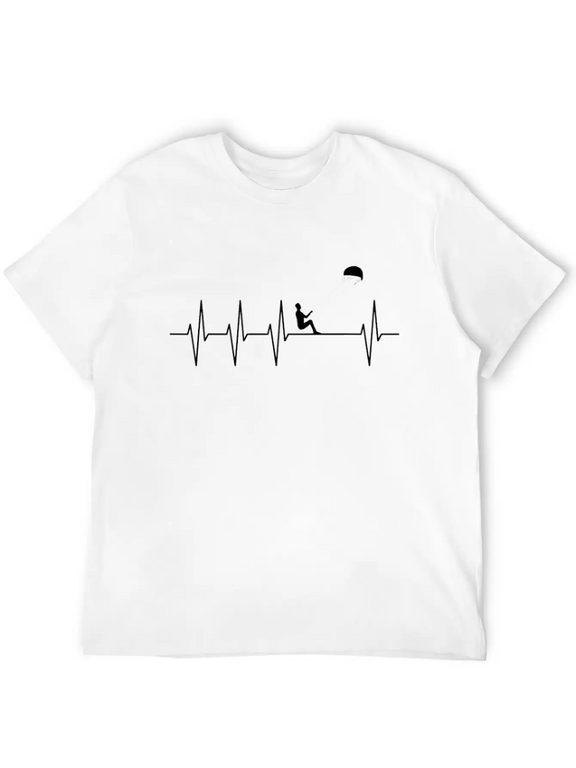 Stunt Kite Heartbeat EKG Pulse Funny Gift Lightweight Cotton T-Shirt – Daily Comfort Graphic Shirt