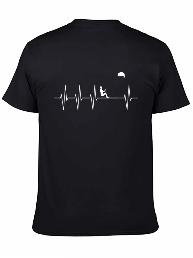 Stunt Kite Heartbeat EKG Pulse Funny Gift Lightweight Cotton T-Shirt – Daily Comfort Graphic Shirt