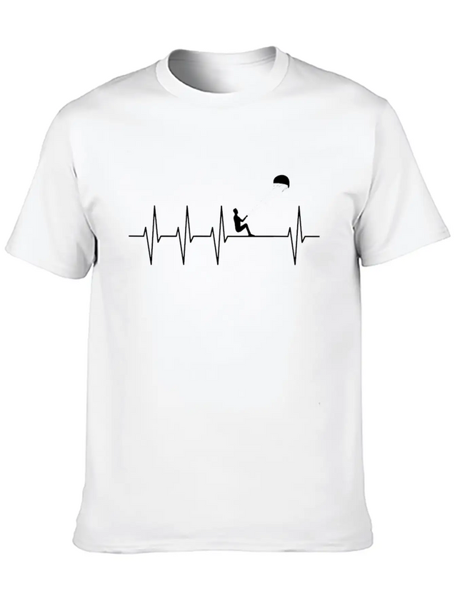 Stunt Kite Heartbeat EKG Pulse Funny Gift Lightweight Cotton T-Shirt – Daily Comfort Graphic Shirt