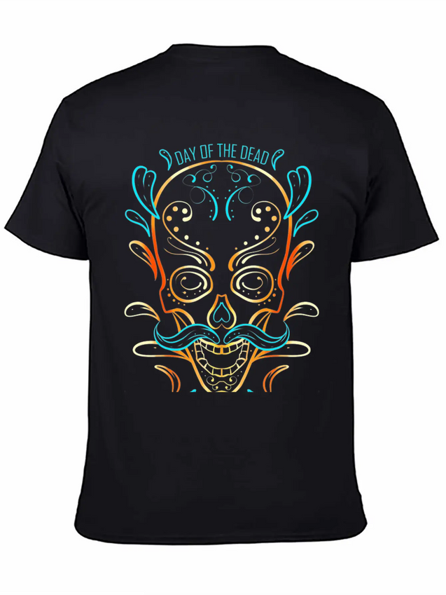Stylized Painting Of A Sugar Skull For Day Of The Lightweight Cotton T-Shirt – Daily Comfort Graphic Shirt