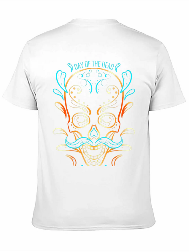Stylized Painting Of A Sugar Skull For Day Of The Lightweight Cotton T-Shirt – Daily Comfort Graphic Shirt