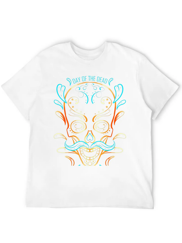 Stylized Painting Of A Sugar Skull For Day Of The Lightweight Cotton T-Shirt – Daily Comfort Graphic Shirt
