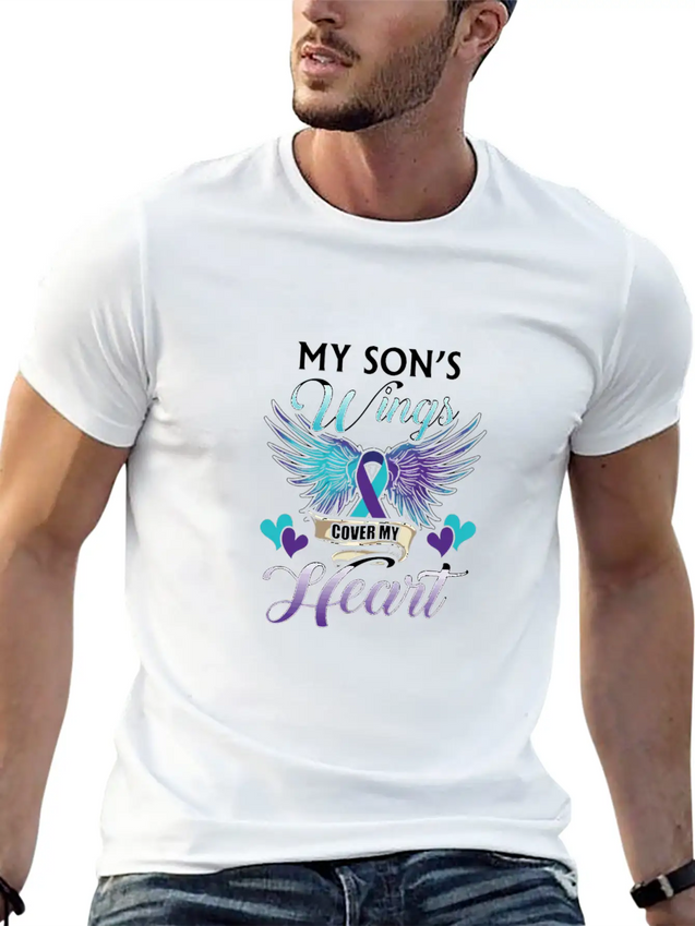 Suicide Memory Of Son Wings Cover Heart Lightweight Cotton T-Shirt – Daily Comfort Graphic Shirt