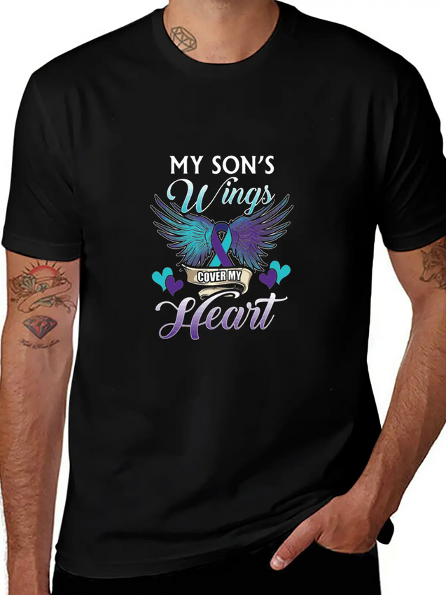 Suicide Memory Of Son Wings Cover Heart Lightweight Cotton T-Shirt – Daily Comfort Graphic Shirt