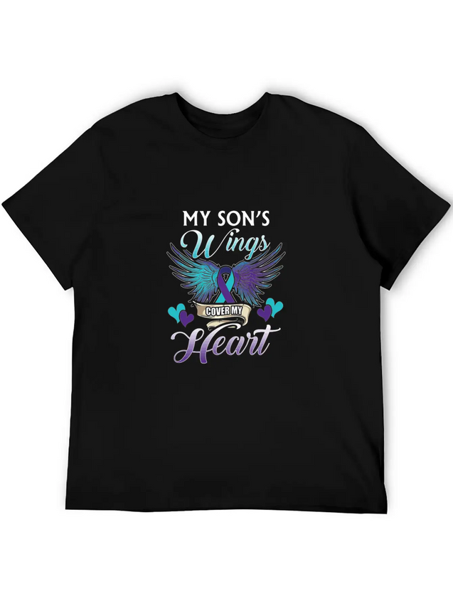 Suicide Memory Of Son Wings Cover Heart Lightweight Cotton T-Shirt – Daily Comfort Graphic Shirt